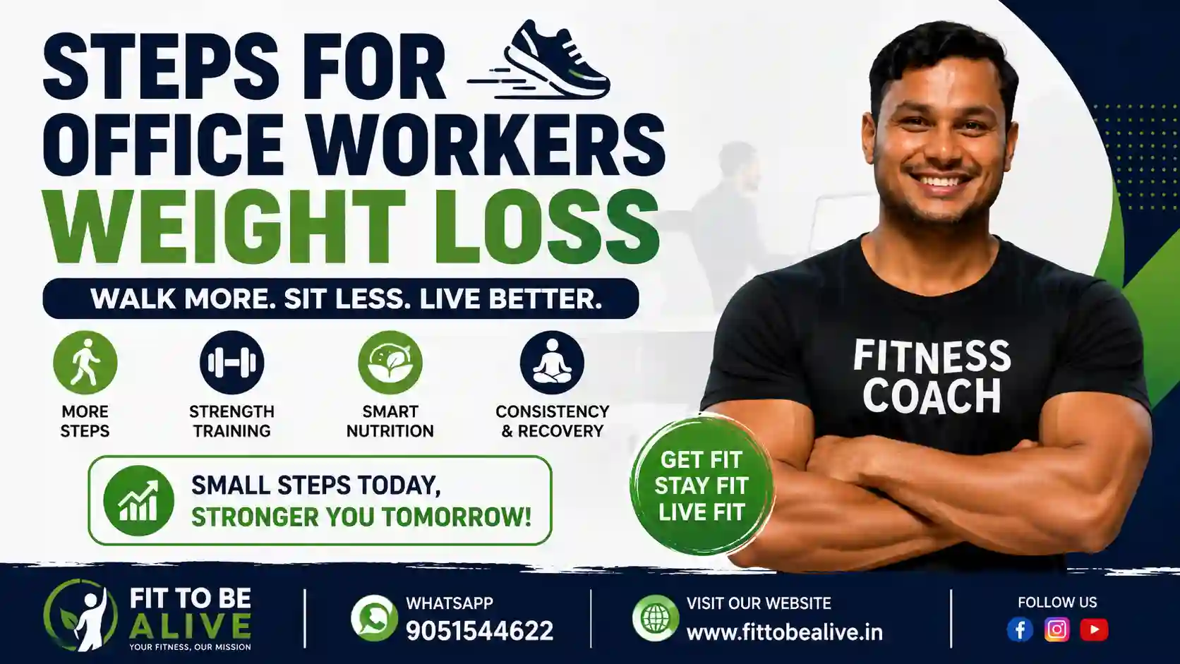 Steps for office workers weight loss